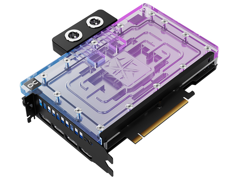 In den Alphacool-Wasserkühlblock ist eine ARGB-Beleuchtung integriert (Bildquelle: INNO3D).